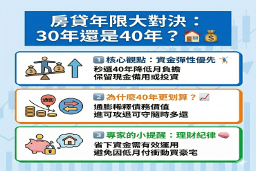房貸 30 年 vs 40 年，該怎麼選？